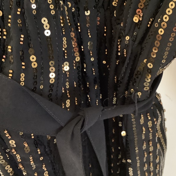 Zara Black and bronze sequin long sleeve, midi dress. - Picture 12 of 12